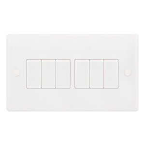 Selectric Smooth 10A Light Switch 6 Gang 2 Way