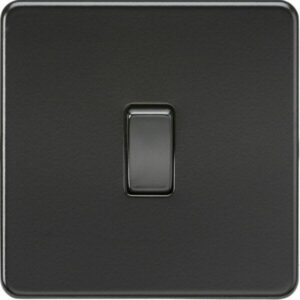Knightsbridge - Screwless Matt Black - 1G 10AX 2 Way Light Switch