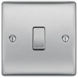 BG Nexus Metal - Brushed Steel - Light Switch 1G 2 Way 20A 16AX