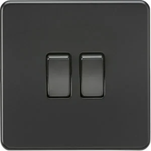 Knightsbridge - Screwless Matt Black - 2G 10AX 2 Way Light Switch