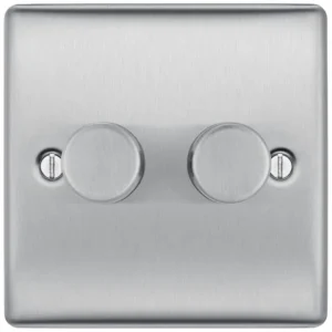 BG Nexus Metal - Brushed Steel 2G Dimmer Switch 200W