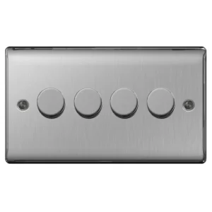 BG Nexus Metal - Brushed Steel 4G Dimmer Switch 200W