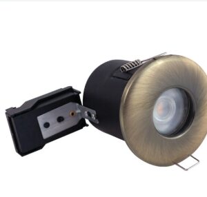 Selectric PUSHGLO-23 IP65 Die-Cast GU10 Shower Downlighter – Fixed – Antique Brass