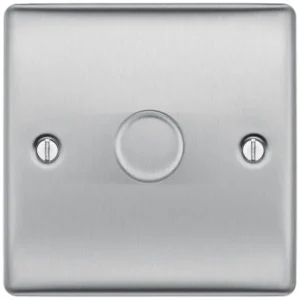 BG Nexus Metal - Brushed Steel 1G Dimmer Switch 200W