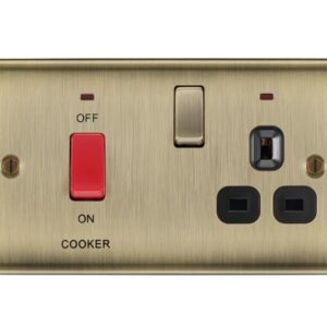 BG Nexus Metal Antique Brass 45A Cooker Control Socket - Black Insert