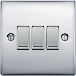 BG Nexus Metal - Polished Chrome - Light Switch 3G 2 Way 20A 16AX