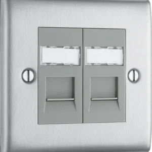 BG Nexus Metal Brushed Steel - 2G RJ45 Socket