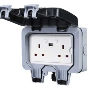 ENER-J Smart Weatherproof Double Socket with USB