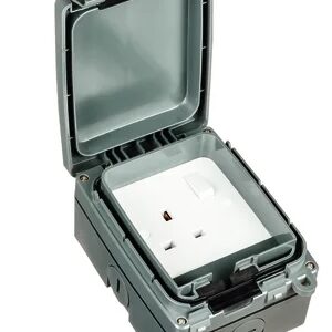 Timeguard WXT101N Weatherproof Grey 1 Gang Plug Socket, 1 Pole Poles, 13A, Type G