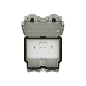 Chint 13A 2-Gang Double Pole Switched 30mA Type A RCD Socket IP66